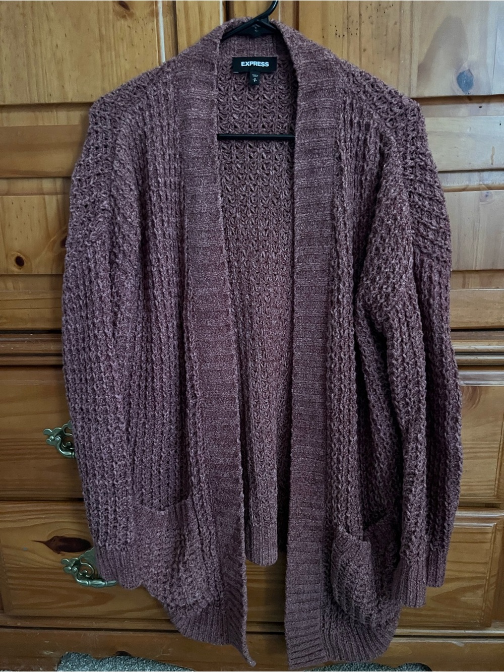 Express Open-Front Chunky Cardigan Sweater - Mauve
